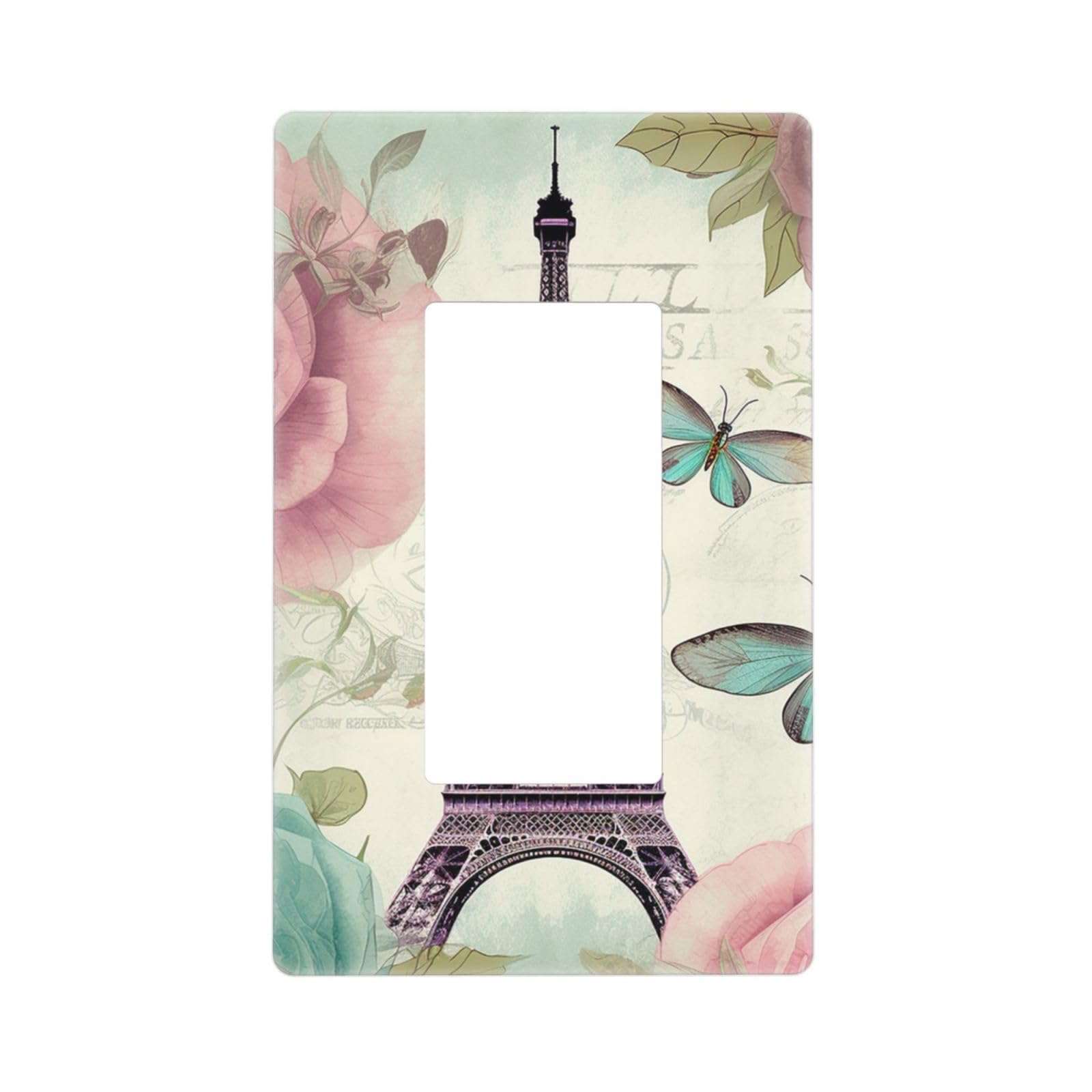 Nonhai Style N Retro Dragonfly French Tower Wall Plate Cover 1 Gang Light Switch Cover Decorative Single Duplex Wall Plates Standard Size Decorator Blank Electrical Switch Plate Cover For Electrical Outlets