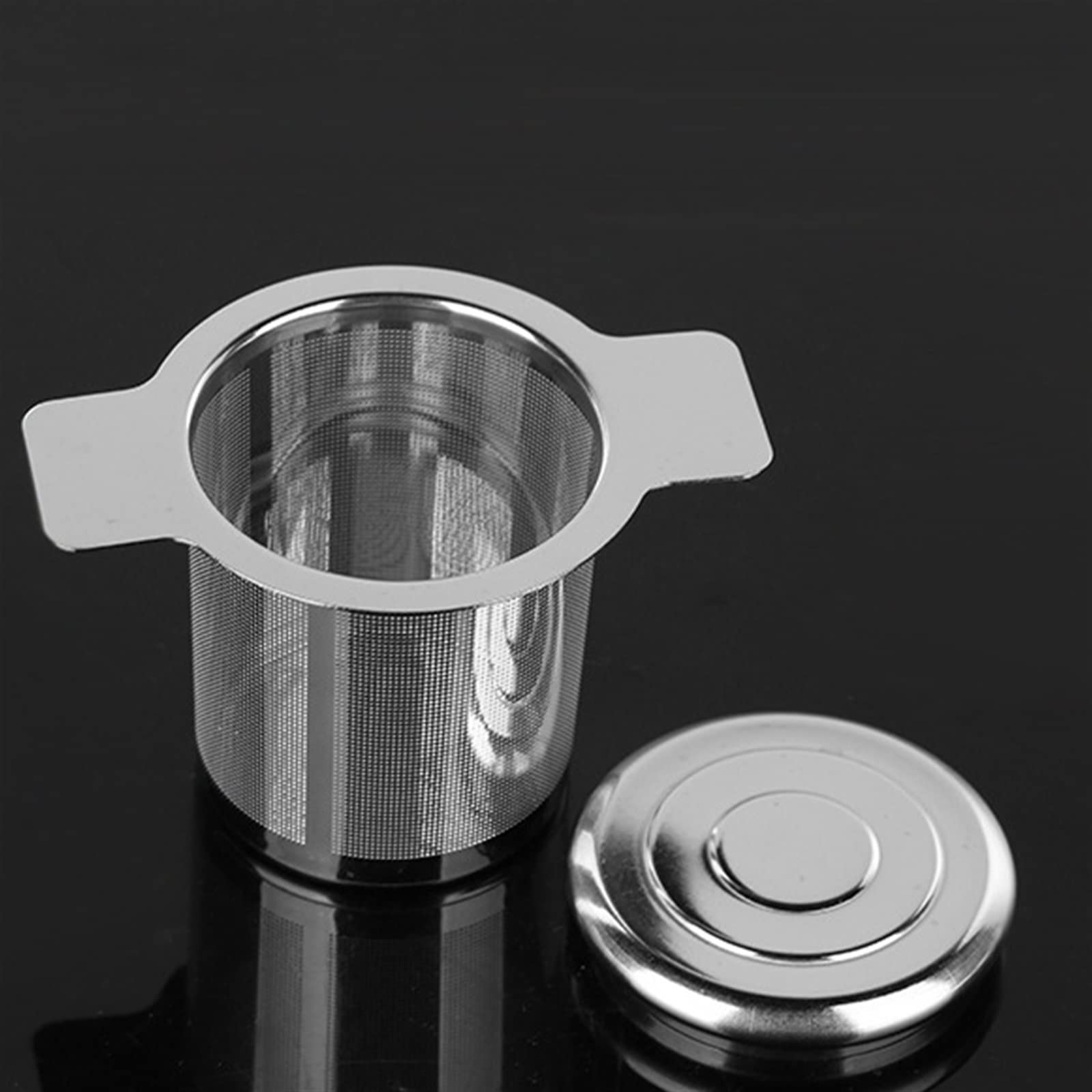 Colador de té de doble asa, infusor de té, filtro de té con tapa, acero inoxidable, malla fina, filtro de café, taza de té, colador de té de hojas sueltas