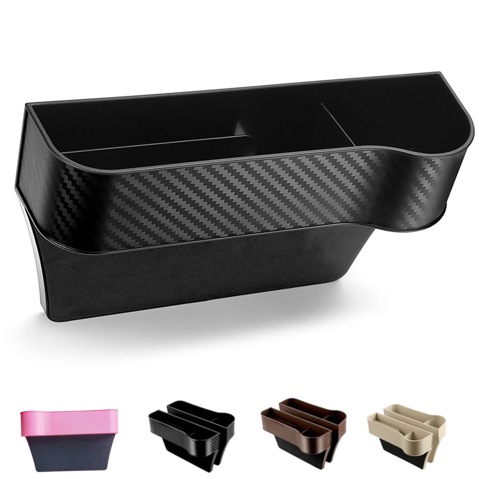 Bpoeee Leather Multifunctional Car Seat Organizer, Cars Seat-Gap Filler with Cup Holder, Multipurpose Backseat Car Seat Organizer Front Seat, Auto Storage Bag for Cars Console Side (Black,Left Seat)