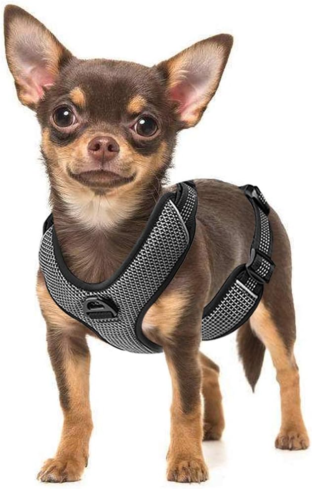 Zellar No Pull Dog Harness, Adjustable Breathable Reflective Soft Padded Dog Vest Harness with Handle for Training Outdoor Activities, Black, Extra Small