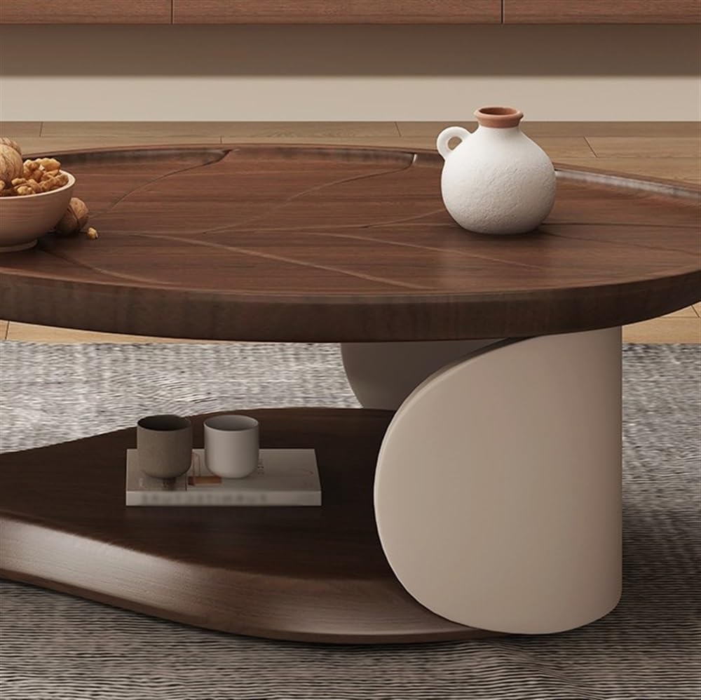 Side End Table Leaf-Shaped Minimalist Coffee Table Modern Asymmetrical Design in Walnut Wood for Stylish Living Rooms Accent Coffee Table for Living Room Bedroom Office