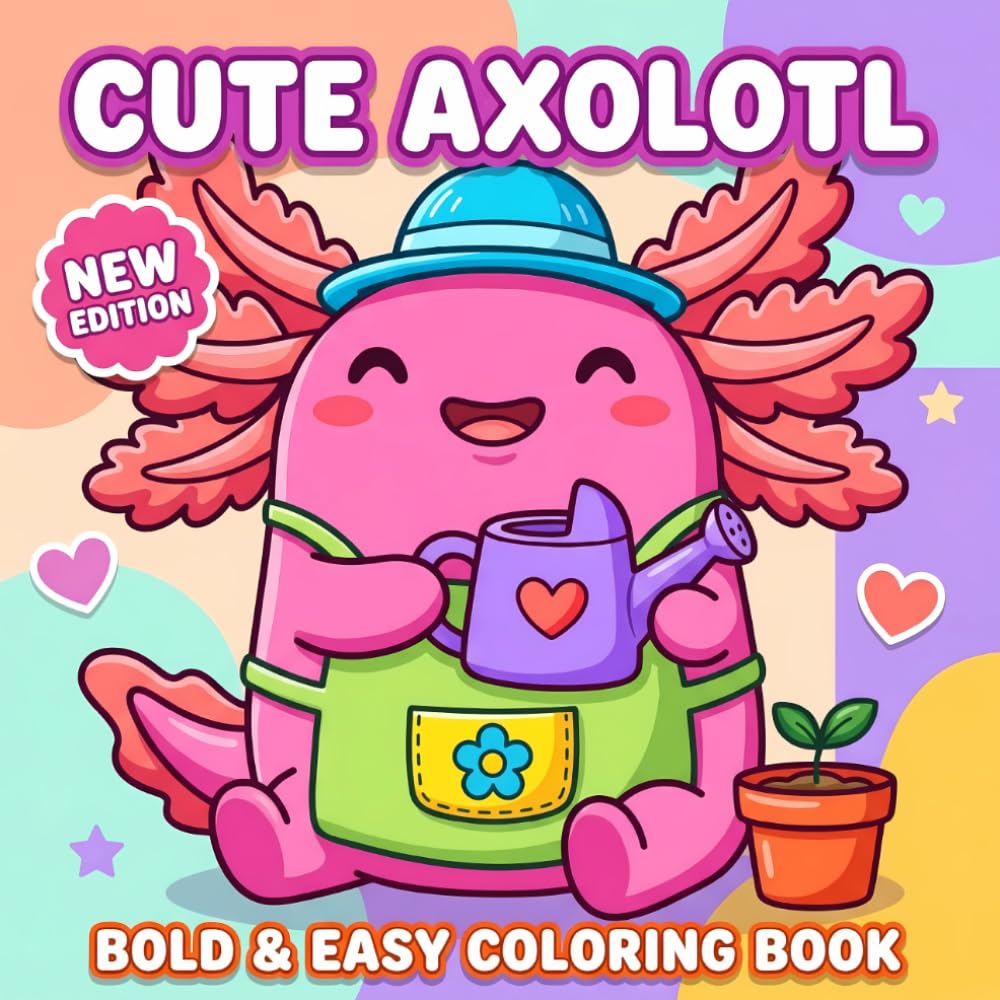 Axolotl Coloring Book: Cute And Simple Underwater-Themed Illustrations Designed For Kids, Teens, And Anyone Who Enjoys Calm Artistic Fun