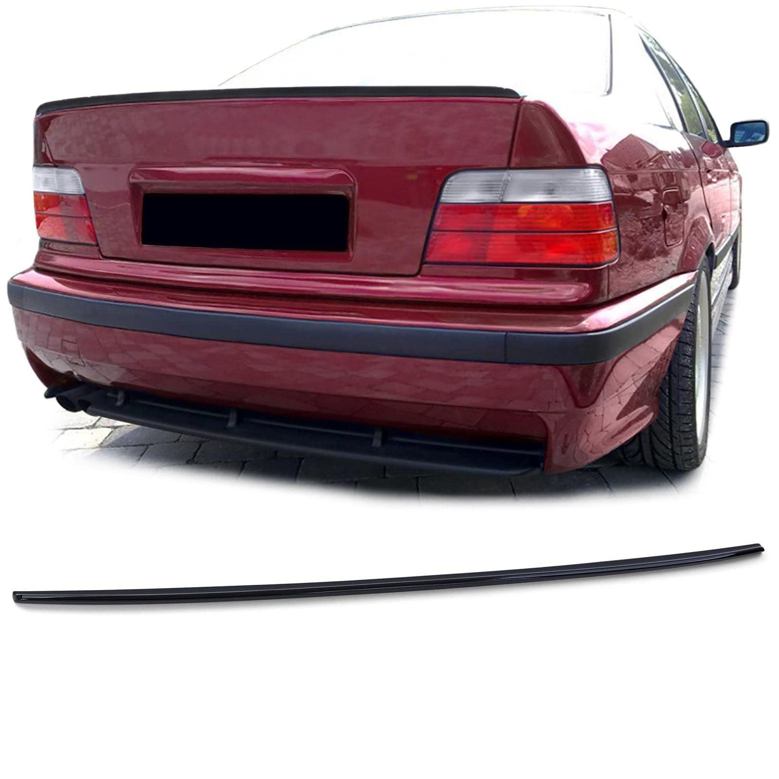 YPSQQHD Car Rear Spoiler Splitter, Rear Trunk Boot Lip Wing lid Spoiler ABS Exterior Accessories, Compatible with BMW 3 Series E36 Saloon 90-98