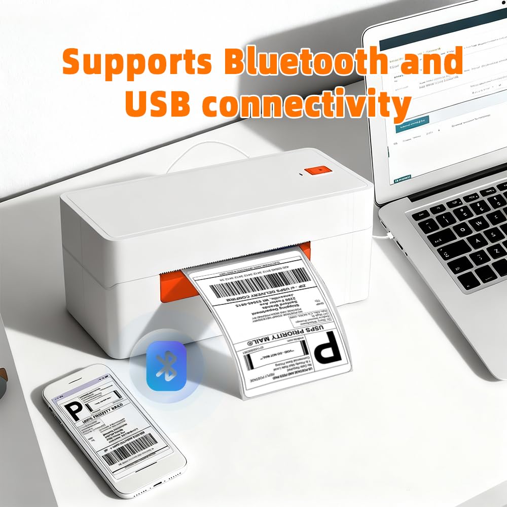 A81-Pro termiczna drukarka etykiet 4 x 6, bezprzewodowa drukarka etykiet wysyłkowych Bluetooth do szybkiej wysyłki e-commerce, kompatybilna z Amazon, Ebay, Shopify, Small Business, iOS