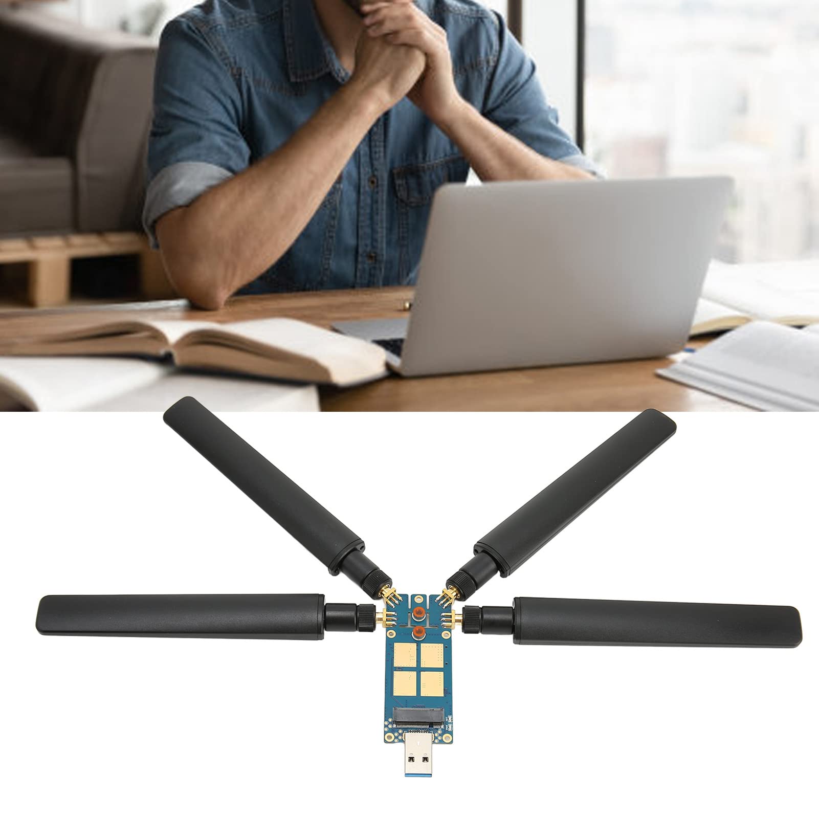Carte WiFi DONGLE 5G USB3.1 à M.2 clé B Alliage d'aluminium 4 Antennes Extension DONGLE 5G pour Internet