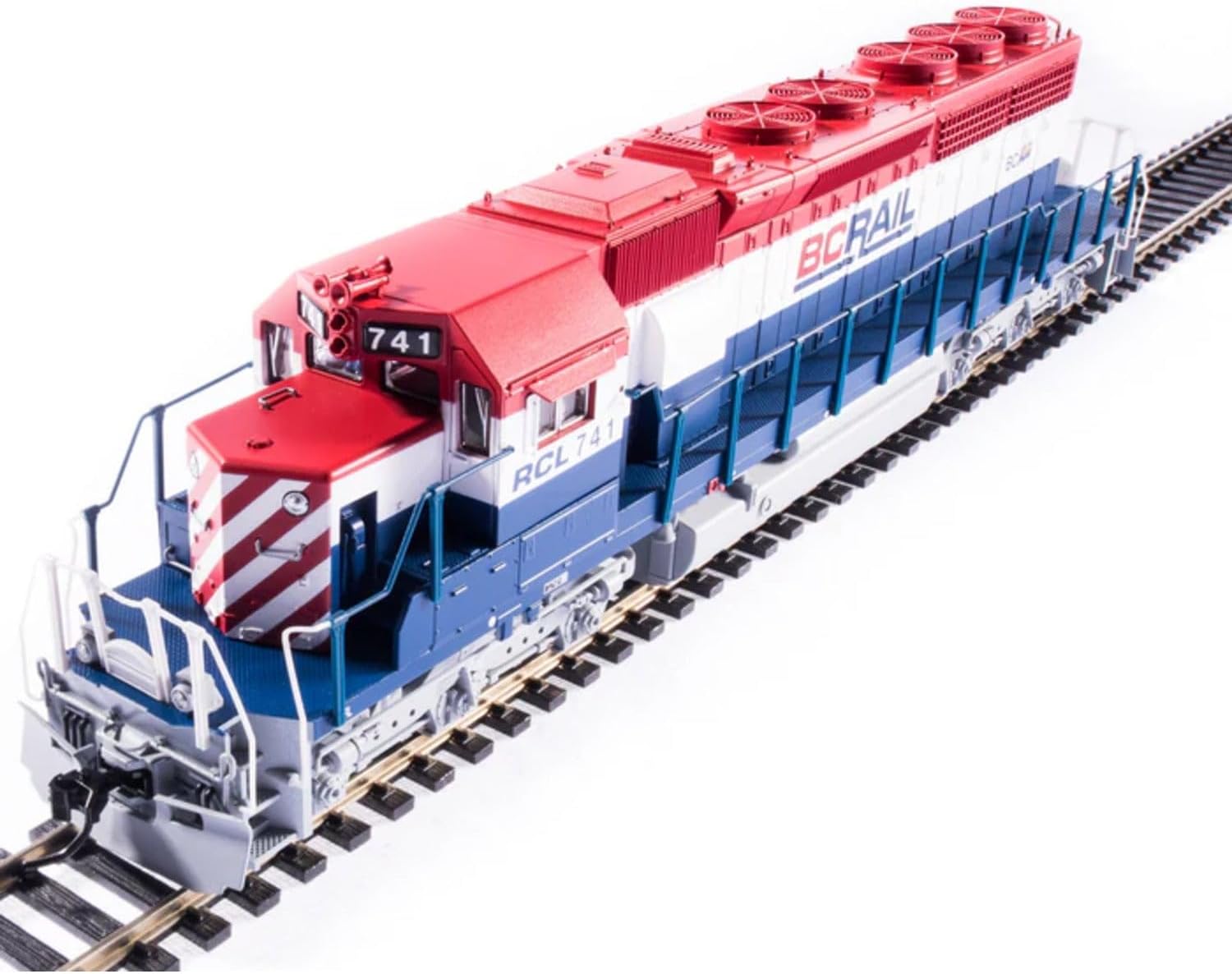 Broadway Limited 6777 EMD SD40-2, BC Rail 741, Red, White & Blue, Paragon4 Sound/DC/DCC, HO Scale
