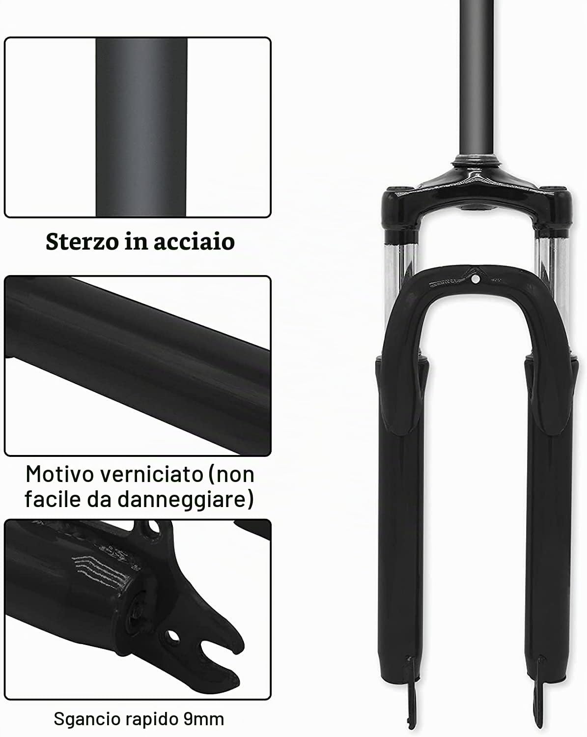 26 Forcelle Anteriori Bici MTB Forcella Ammortizzata Viaggio 100mm, 28,6mm Tubo Dritto QR 9mm Corona Lockout Lega di Alluminio Mountain