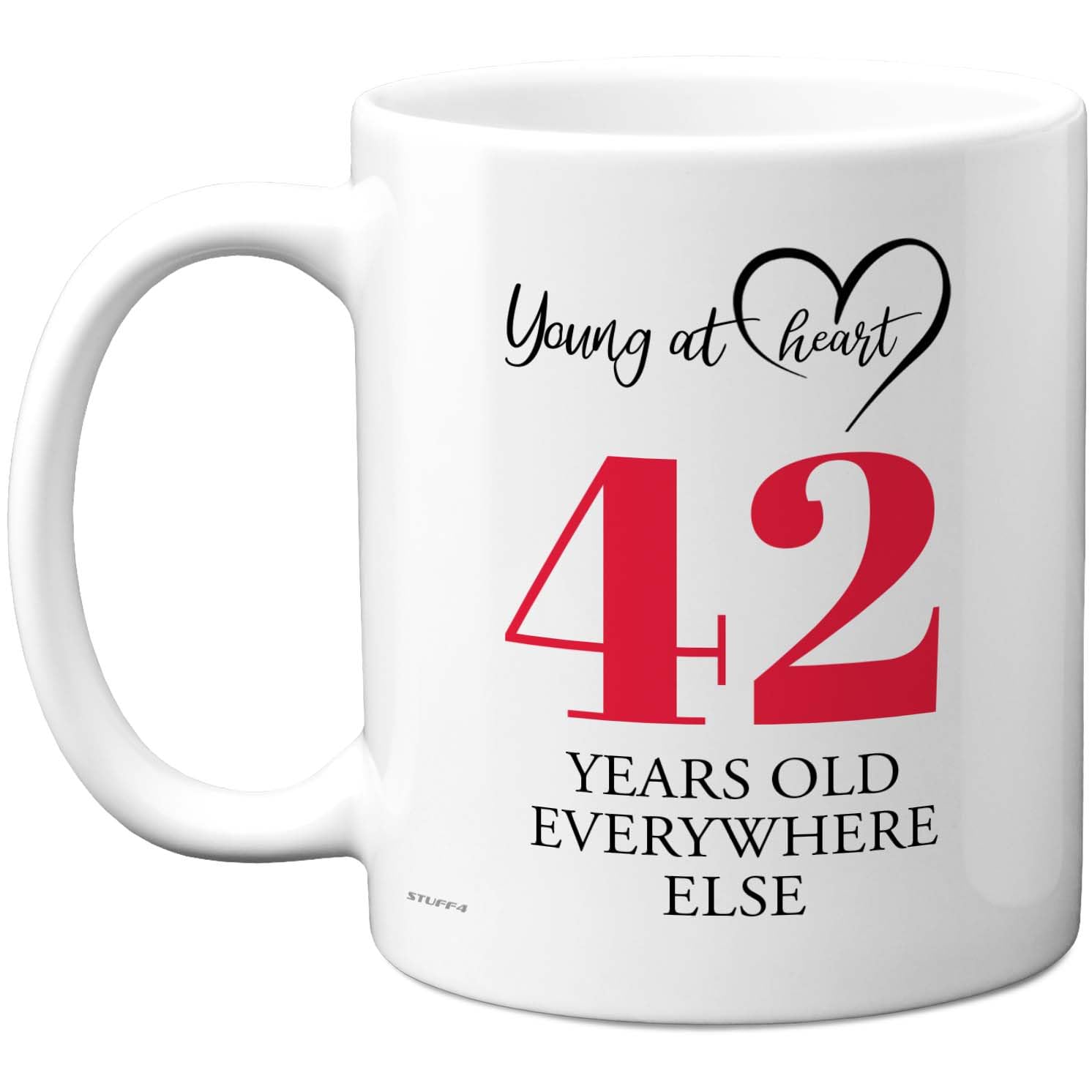 42nd Birthday Gifts for Women Men, Cheeky Novelty Mug Young at Heart, Gag Joke Gifts, Perfect Funny Mugs for Forty-Two Forty-Second Birthday Present, 11oz Ceramic Coffee Mugs