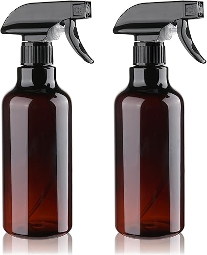 Botellas pulverizadoras de plástico vacías de 16.9 onzas líquidas, paquete de 2 botellas de pulverización resistentes para soluciones de limpieza,