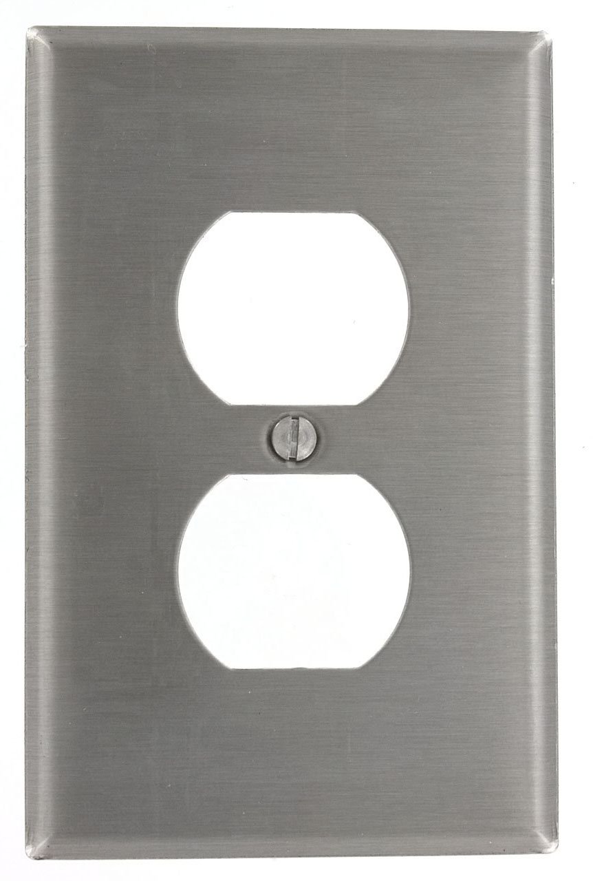 Placa Leviton SSJ8-40 de acero inoxidable y tamaño intermedio con acabado moderno premium