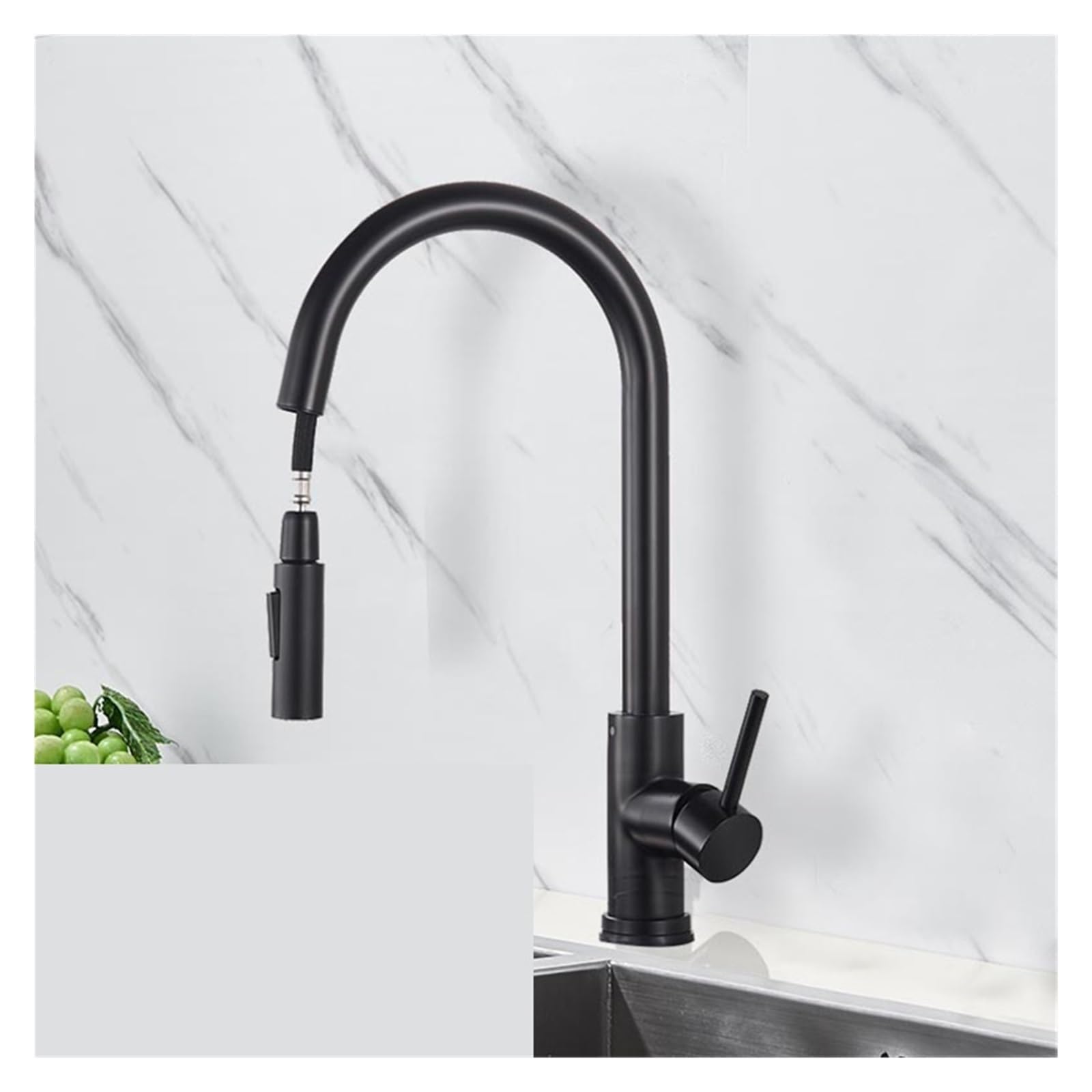 Robinet de cuisine pour évier double couleur noir moderne et fluide