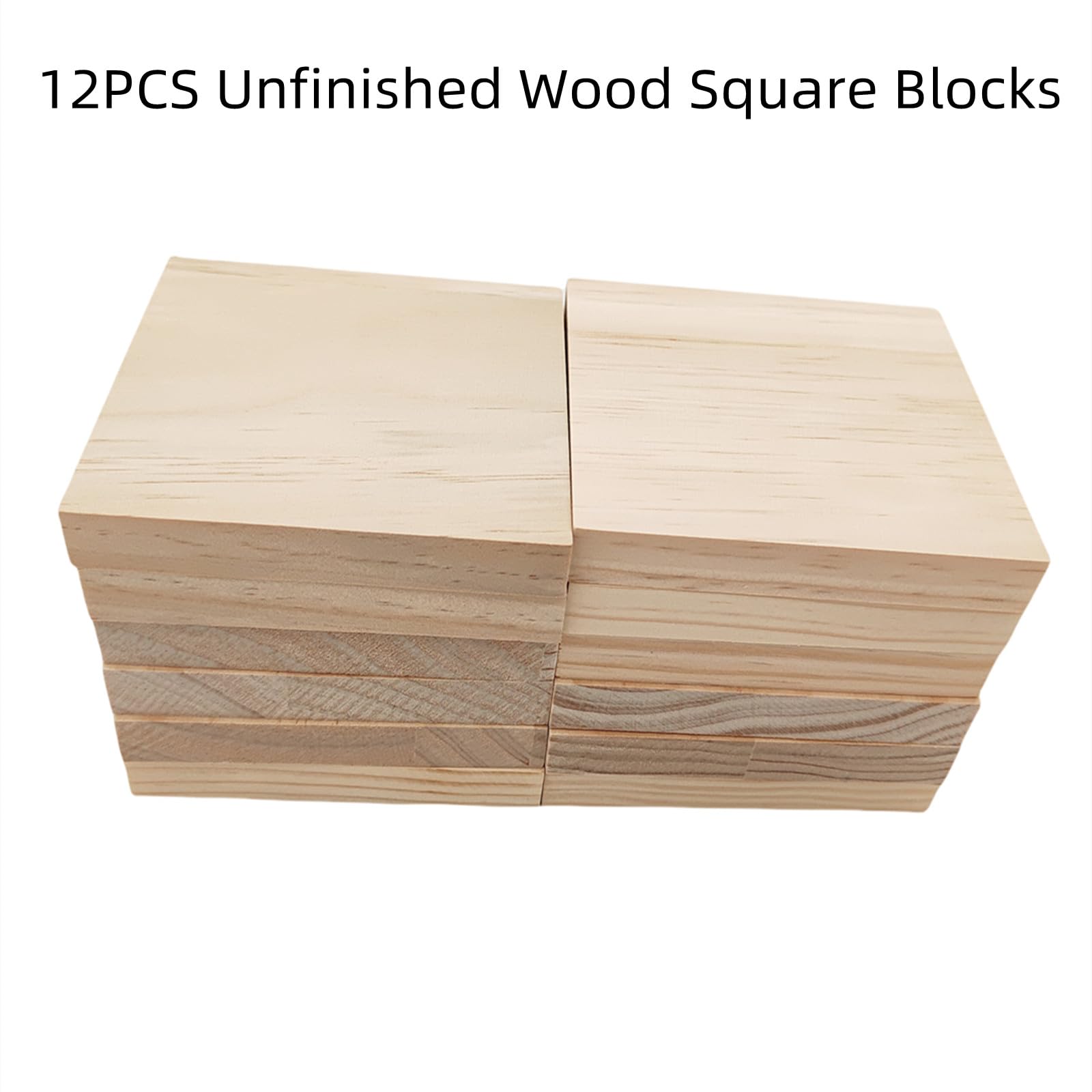 12PCS Unfinished Wood Square Blocks for Crafts 10x10x1.5cm Blank Wooden Squares Pine Wood Boards for Wood Carving,DIY Coasters,Painting & Burning - Image 2
