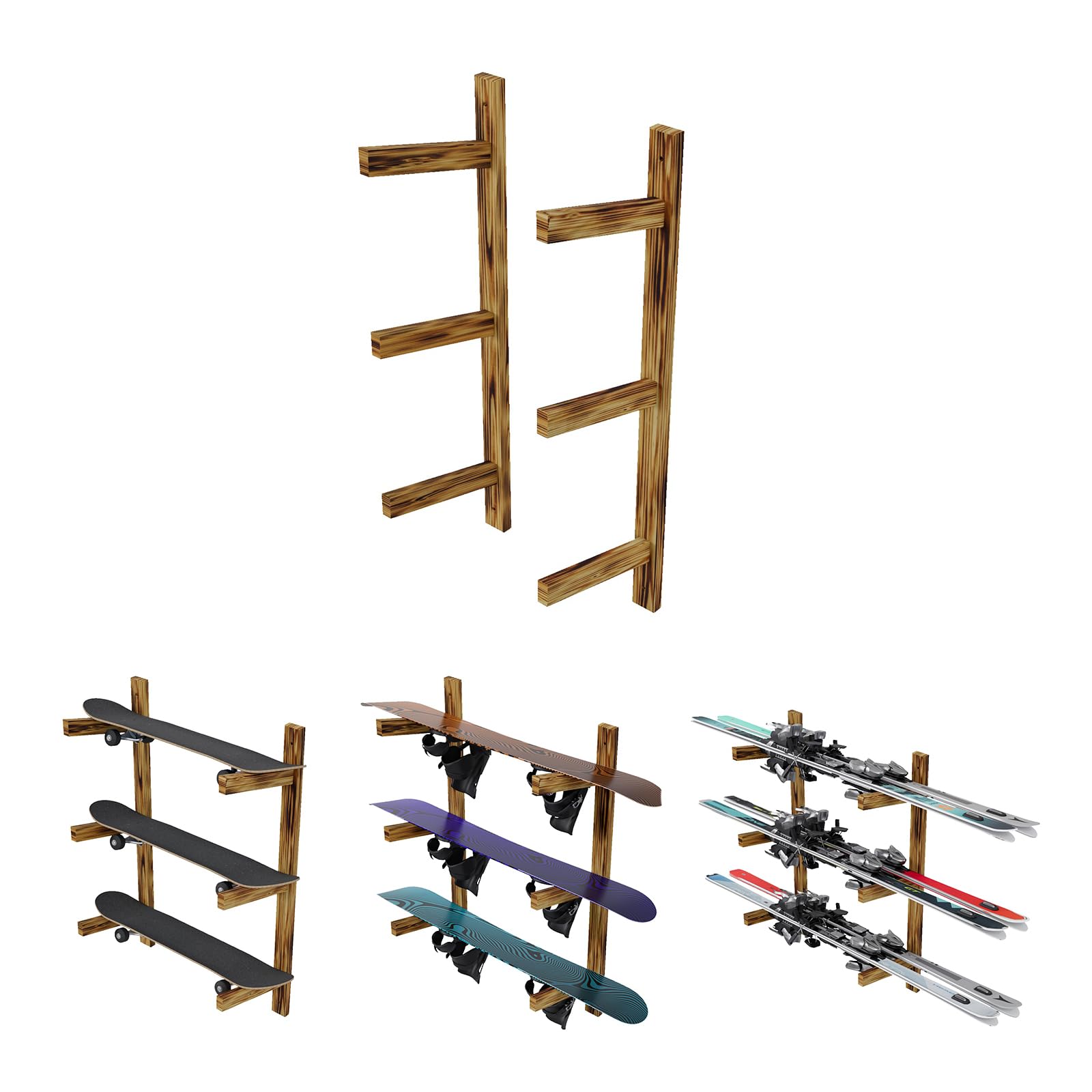 QLS Wandhalterung Kiefernholz unbehandelt Geflammt – Produktbeschreibung