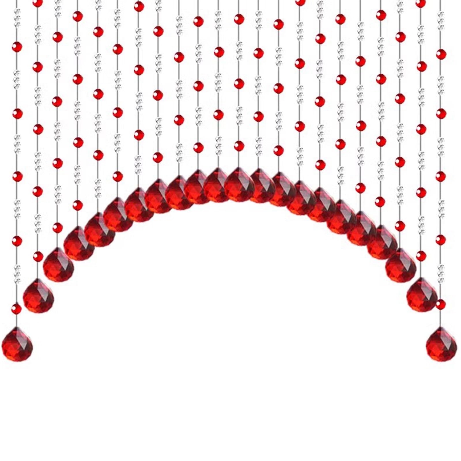 Rideau de porte à perles en cristal rouge séparateur de pièce