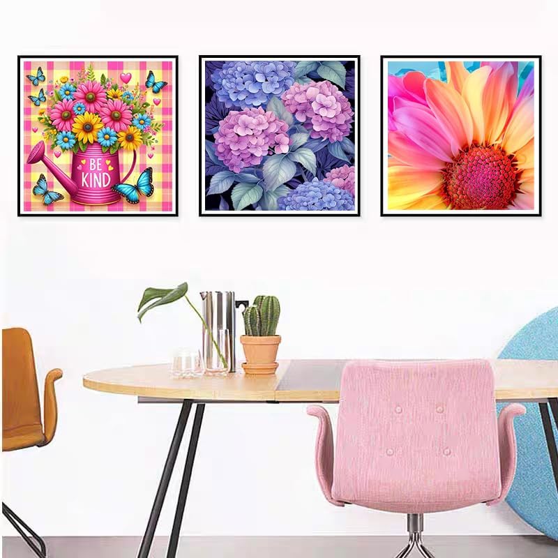 Miniatura 3 de HSENJT Kits de pintura de diamantes 5D para adultos, arte de diamantes de flor de gerbera, 14 x 14 pulgadas, kit de pintura de diamantes redondos