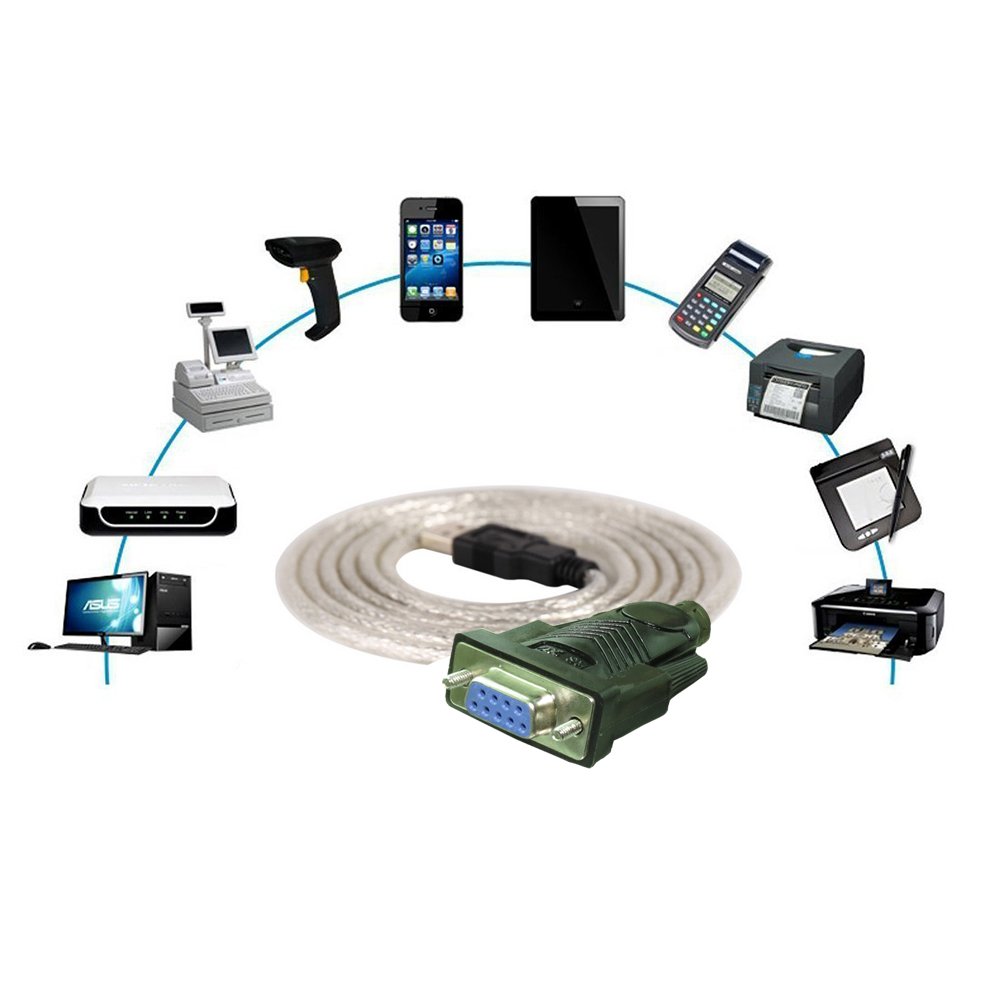 Cooso - Cavo adattatore da USB a RS232, da USB 2.0 maschio a seriale (9 pin) DB-9 RS-232 femmina (chipset FTDI) nero Nero 1.5meters