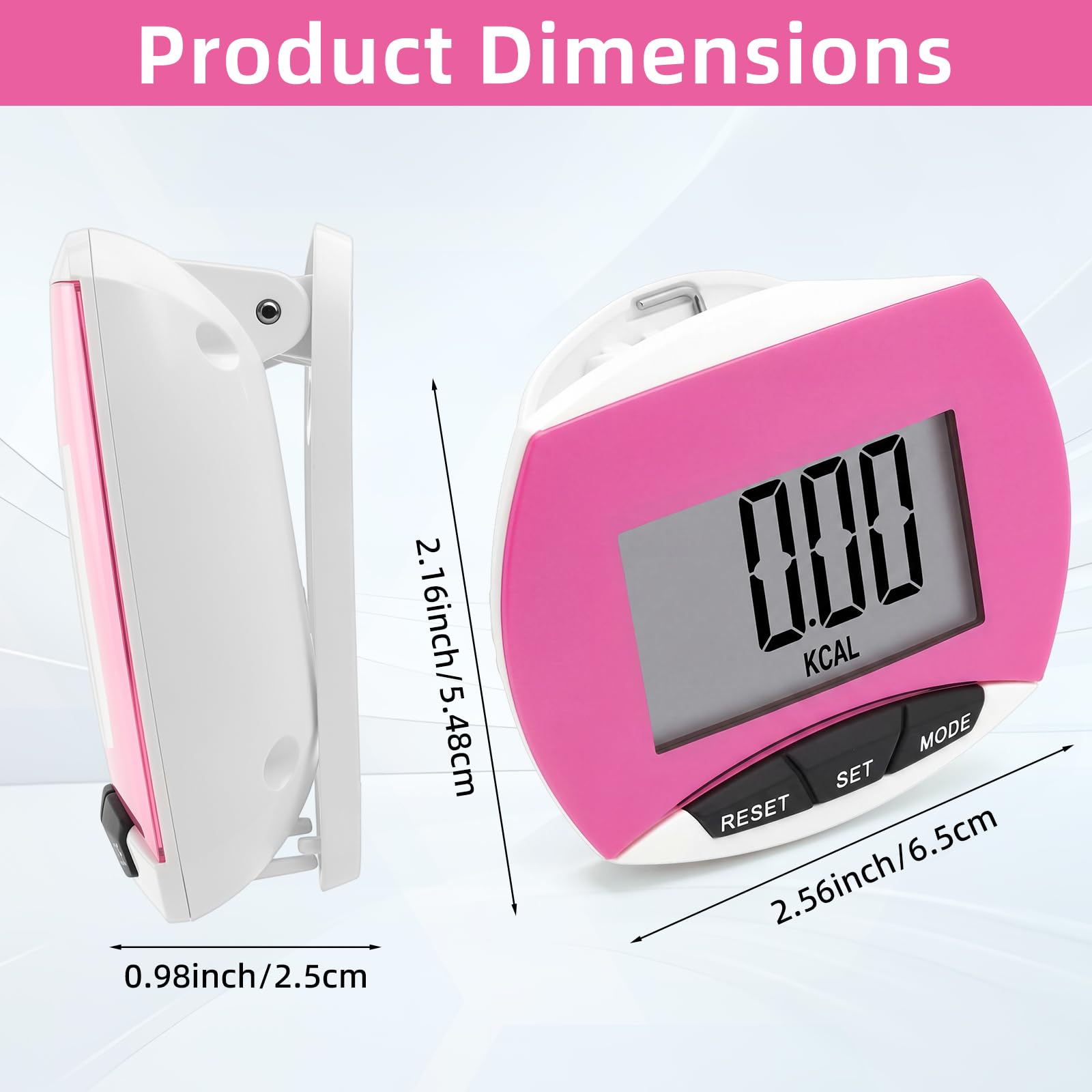 Weewooday Podomètre pour marche pas et kilomètres, simple à clipser pour la marche avec affichage numérique, traqueur portable, podomètre de poche en vrac pour hommes, femmes, adultes et personnes