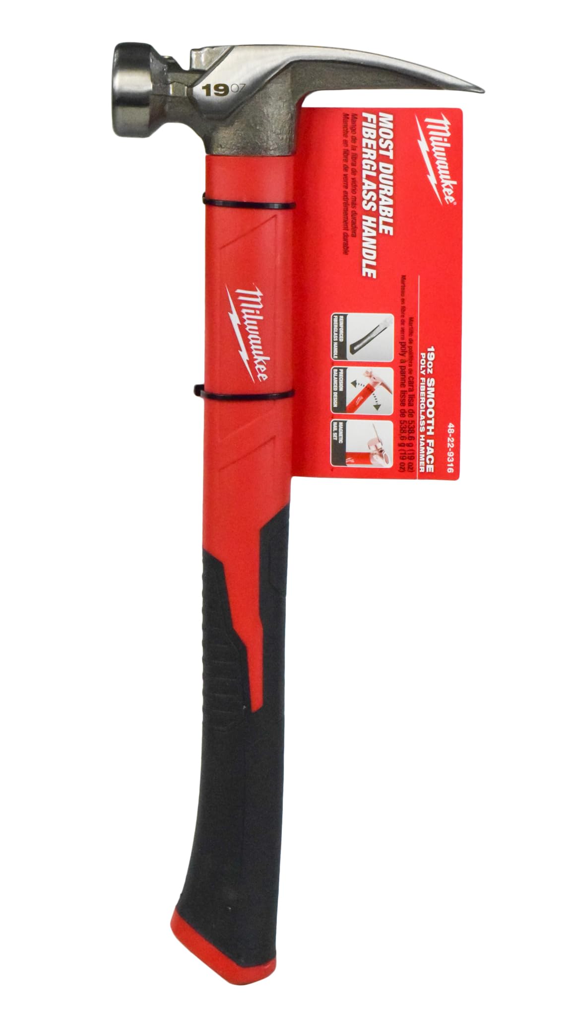 Electric Tool 48-22-9316 19 OZ, Smooth Poly Fiberglass Hammer, Red, 19oz