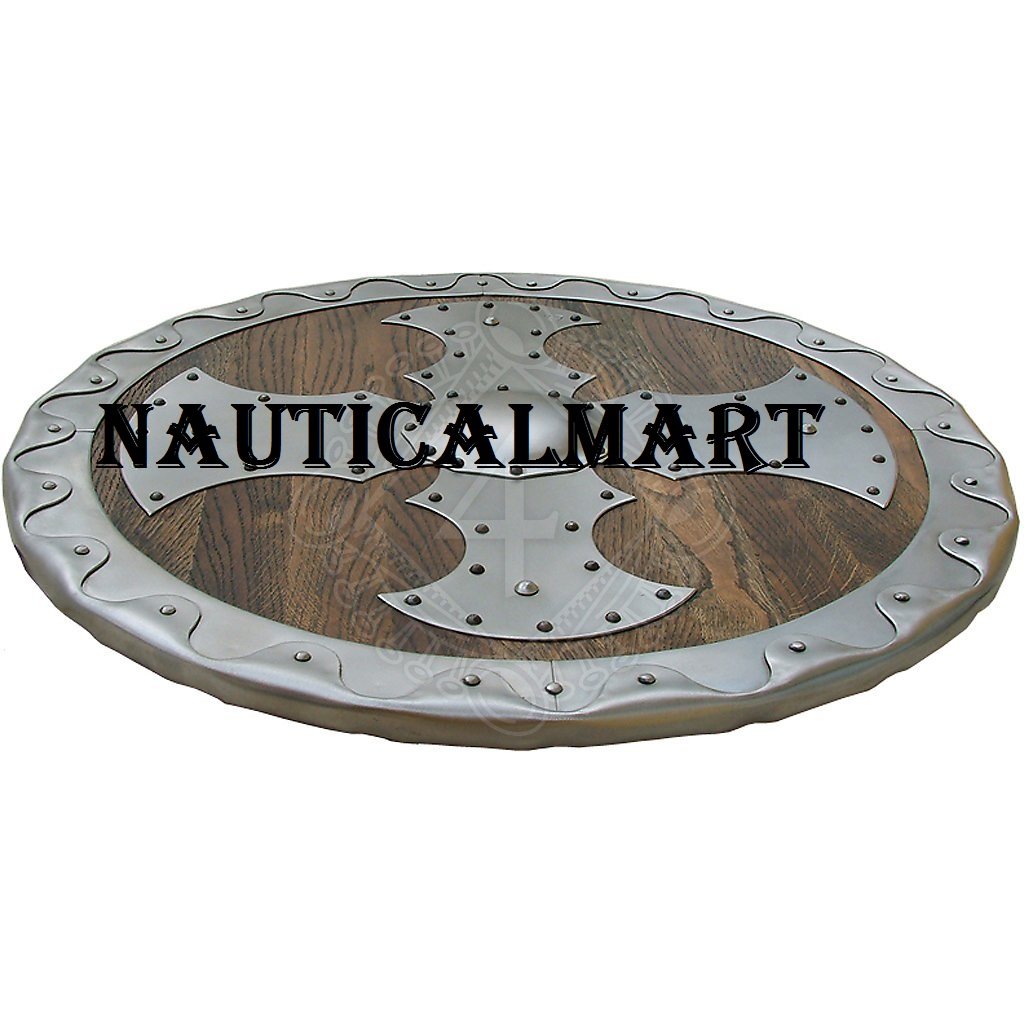 NauticalMart Round Shield with Metal Fittings 55cm