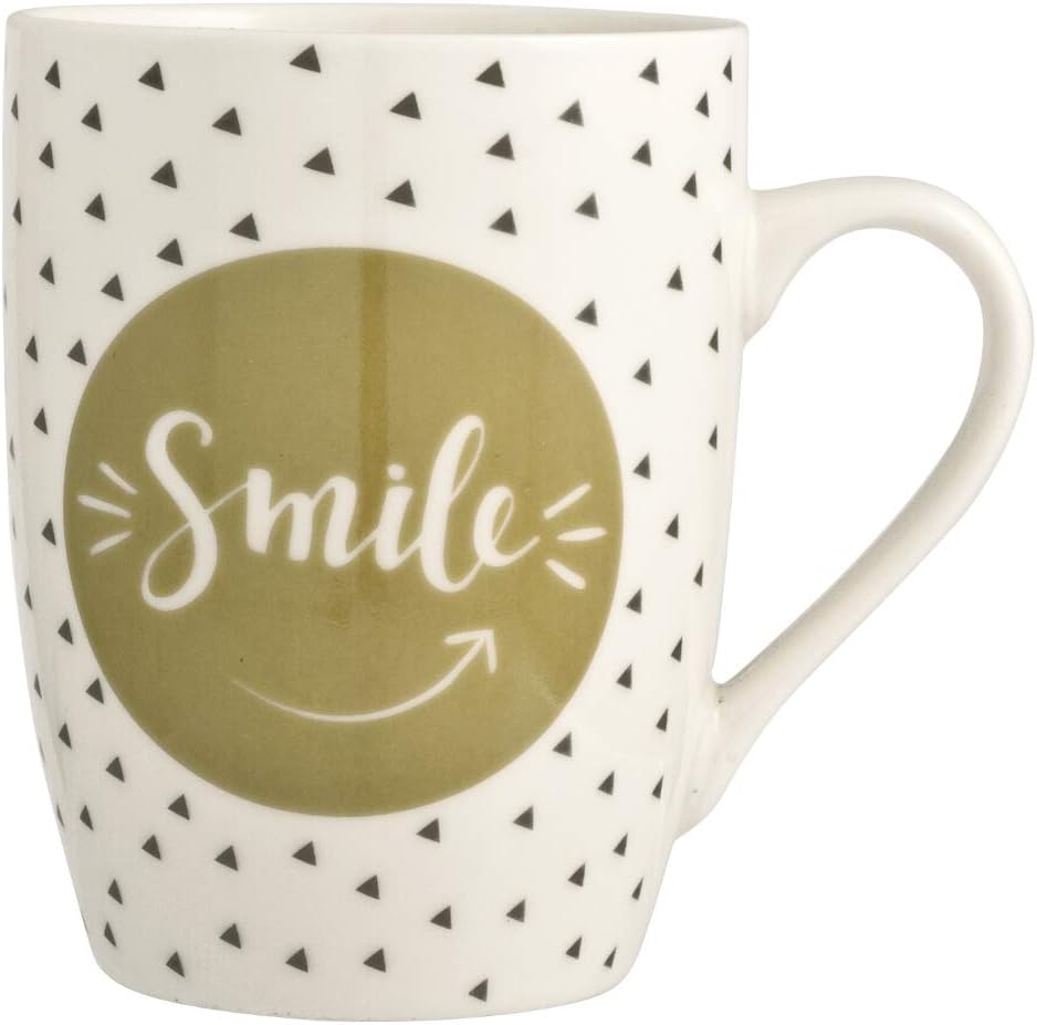 H&H Enjoy Set of 6 Mugs, Porcelain, Multicoloured, 350 ml