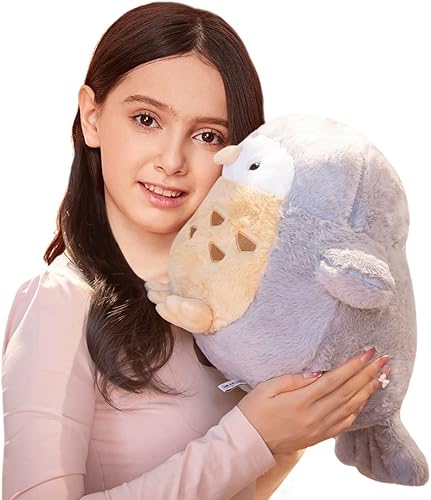 Miniatura 4 de ELAINREN Peluche realista de búho gris, búho de nieve, almohada suave para abrazar, lindo juguete de peluche de búho regordete esponjoso, búho gris,