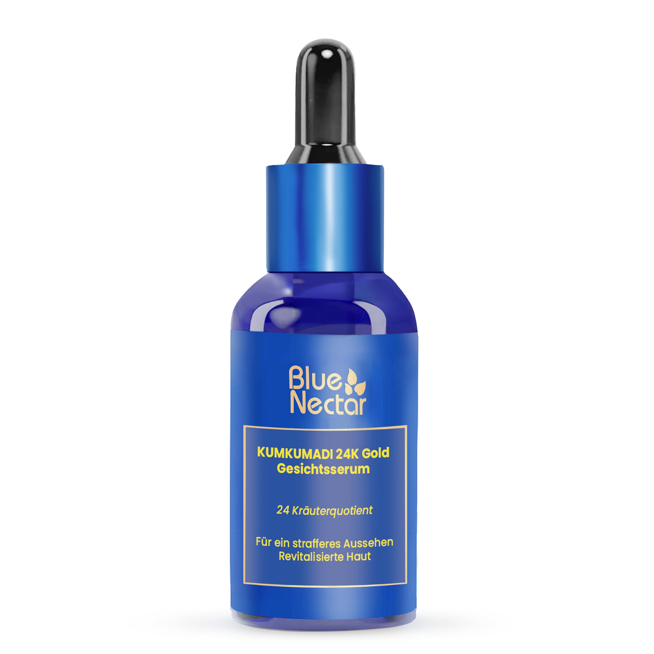 Blue Nectar 24K Gold Gesichtsserum mit Kumkumadi Öl – Gesichtspflege für strahlend aussehende Haut (24 Kräuter, 30 ml)