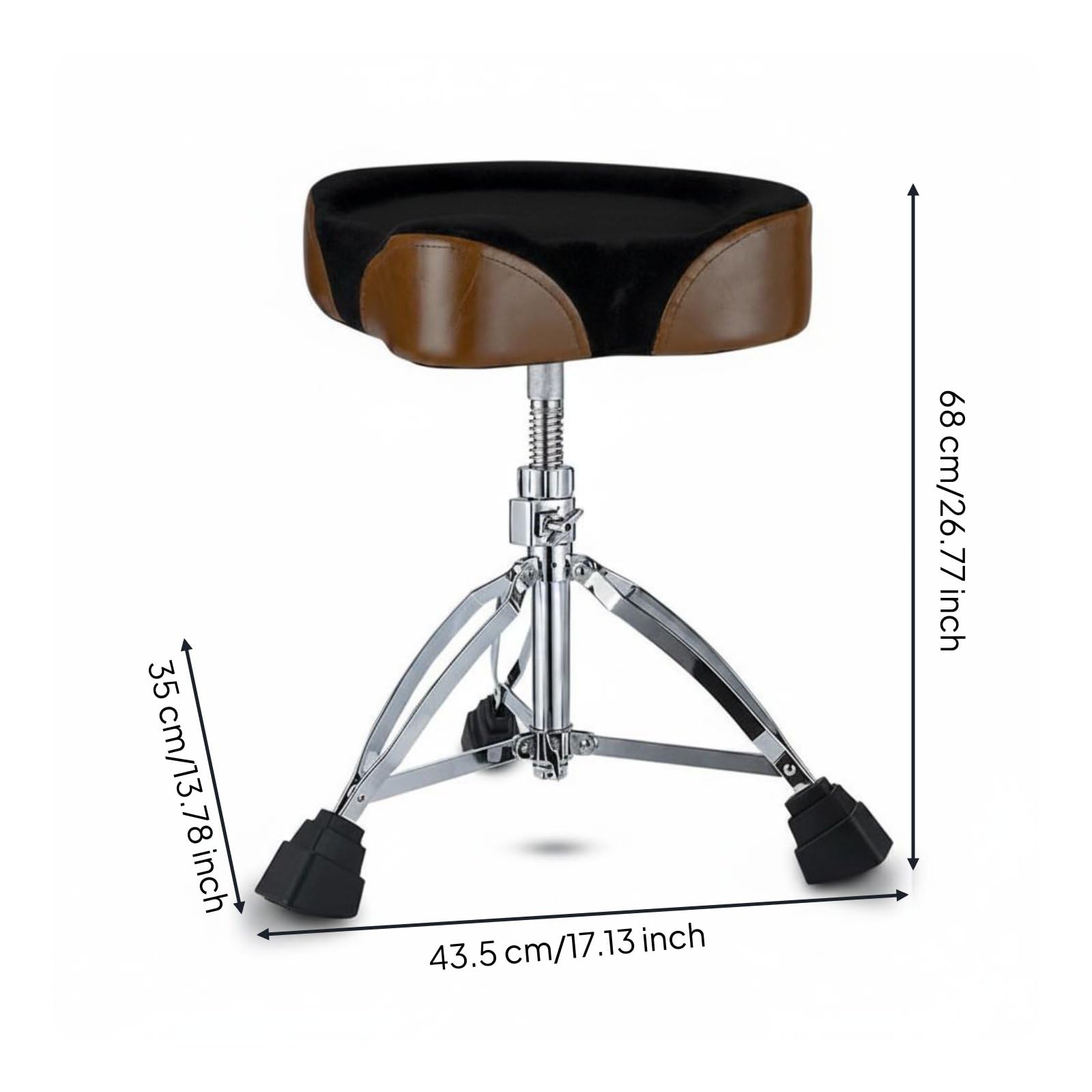 kowaku Taburete de Batería Ajustable Trono de Batería Asiento Ergonómico Sillín de Batería Banco para Baterista con Espuma y Cuero Estructura de Aleación, Marrón