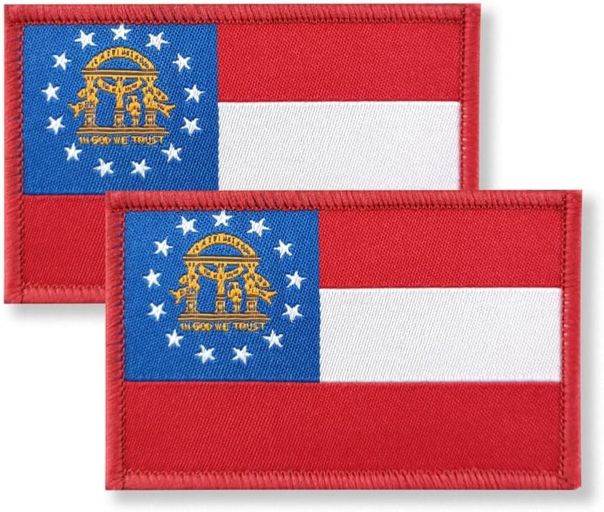 Miniatura 2 de Overdecor Parche de bandera de Georgia - Parches militares tácticos - Cierre de velcro, paquete de 2