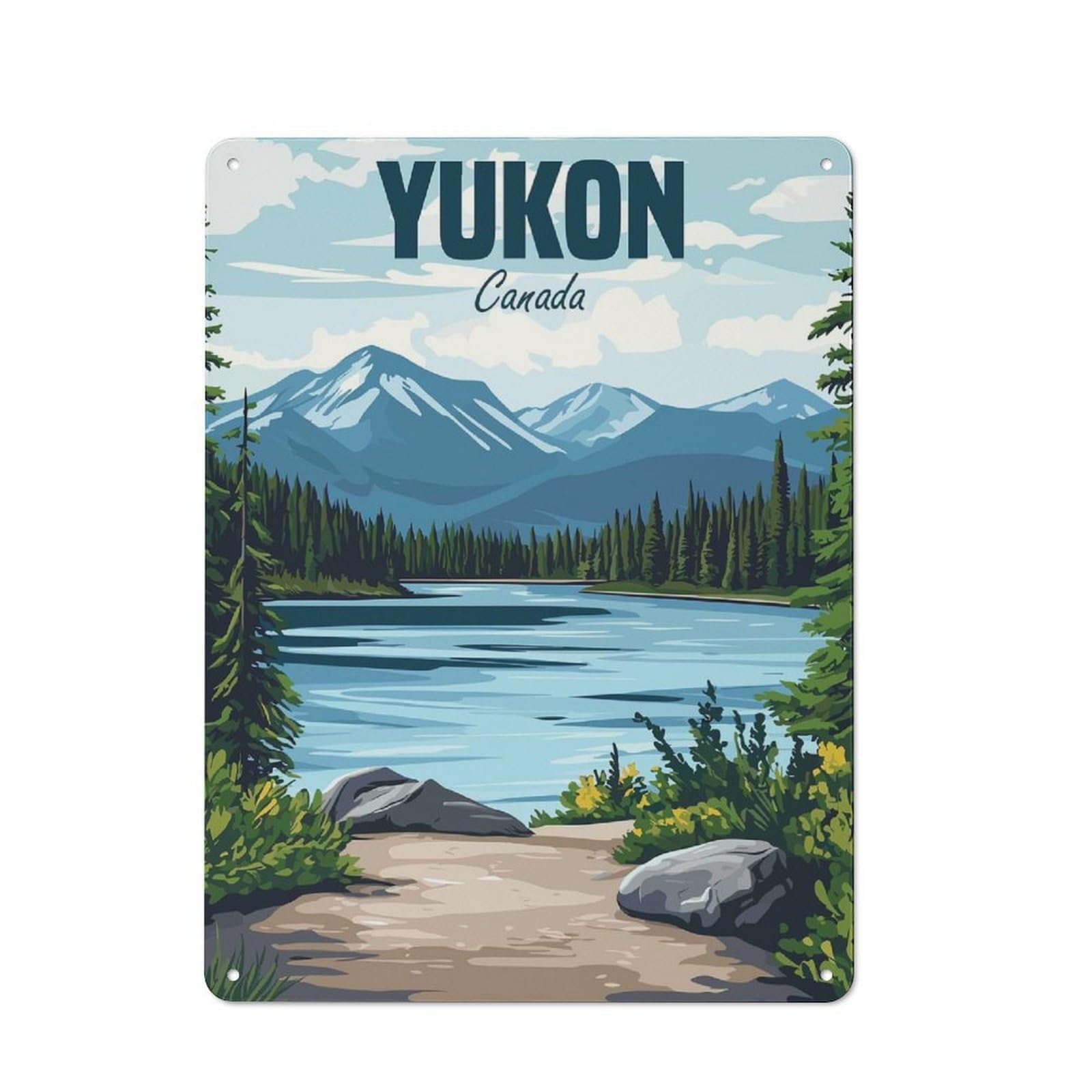 Junmoney Style-9 Yukon Canada Travel Farmhouse Metal Sign 40X30cm, Rustic Country Wall Plaque For Farmhouse Kitchen, Pantry Or Dining Area