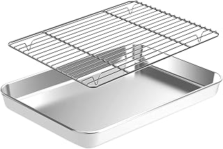 Baking Pans Set - Nonstick Square Stainless Steel Multipurpose With Cooling | For Cooking Baking Refrigeration For Kitchen Cooking, BBQ, Table Grill, Trolley, Garden, Patio, Lawn,