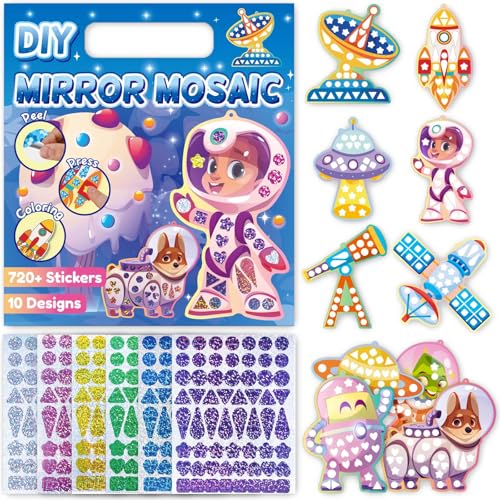 iGetooy 10 Sets DIY Mosaic Stickers for Kids, Space Art Craft Kit with 720+ Stickers, Travel Toys for Kids, Birthday Gifts for Girls and Boys 3-8 Year Olds - image 1