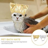 Vista 6 de 2 gorros de ducha para mascotas, gorro de ducha reutilizable para perros, cubre las orejas, gorro de baño para gatos con correa fija ajustable