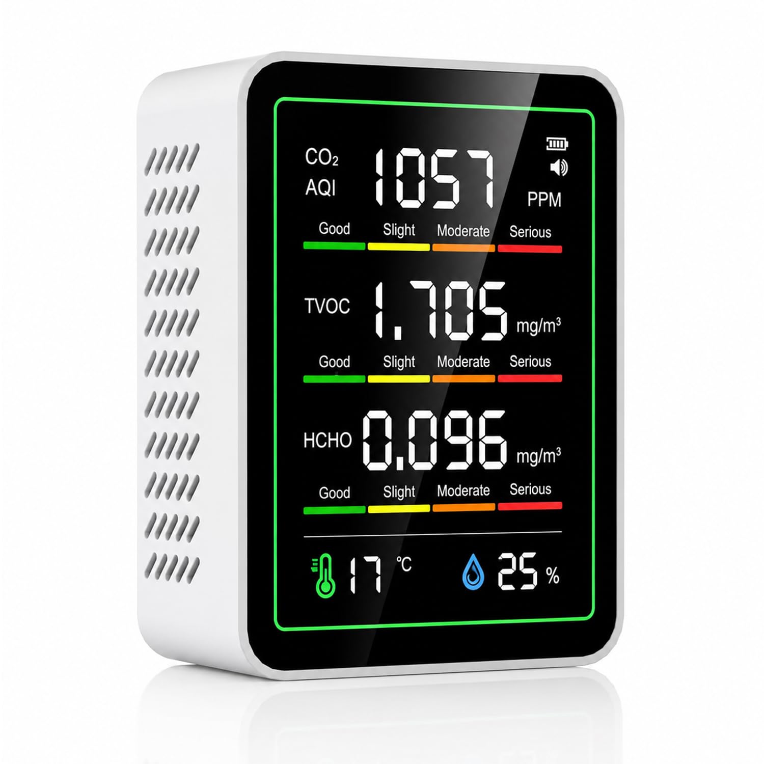 8-in-1 Indoor Air Quality Monitor, CO2 TVOC HCHO Temperature Humidity Meter