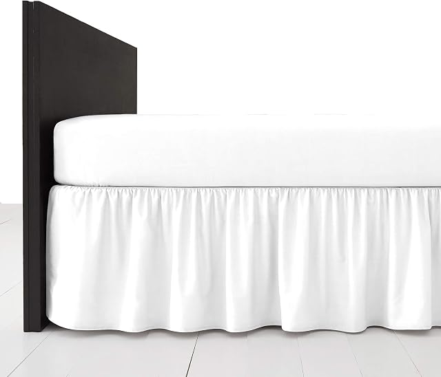 AmigoZone Plain Pollycotton Frilled Bed Base Valance Sheet (White, Single)