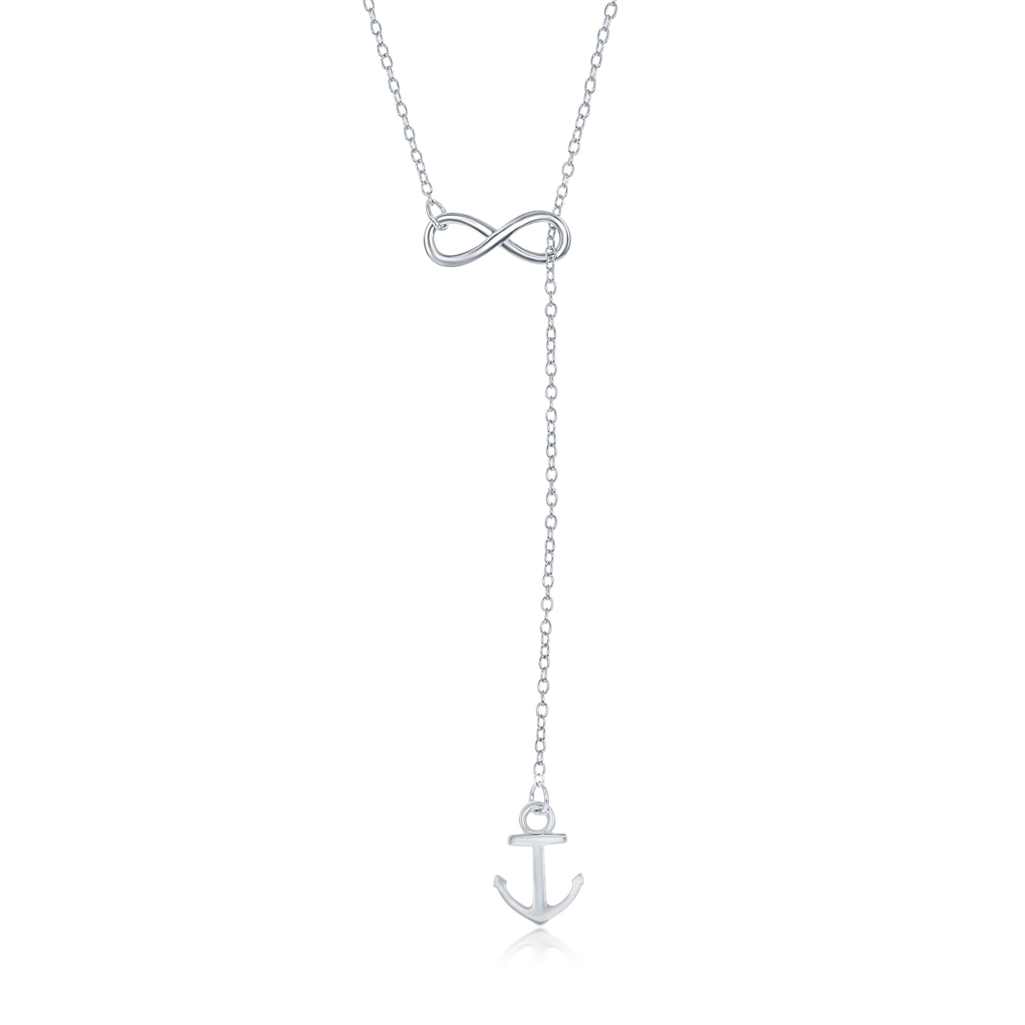 BEAUX BIJOUX925 Sterling Silver Italian Infinity, Star, Heart w/Dangling Key,LOVE,Angel Wing, Moon, Anchor Lariat Y 16+2" Necklace