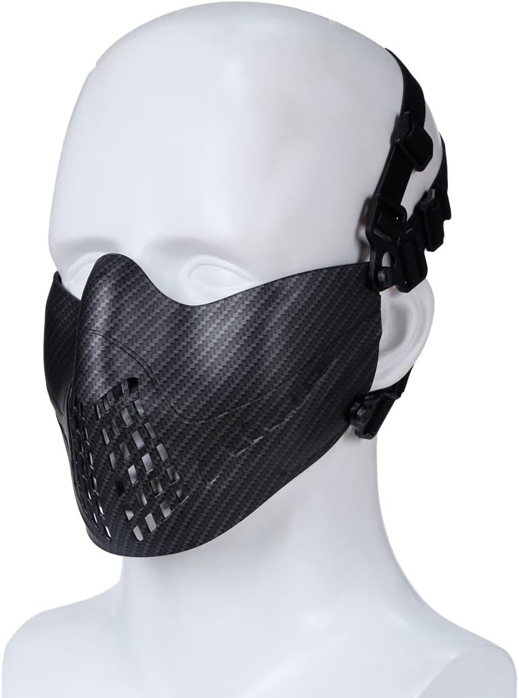 Tactical Airsoft Mask Half Face 2 in 1 Protective Halloween Cosplay Mask Fast Helmet Accessories