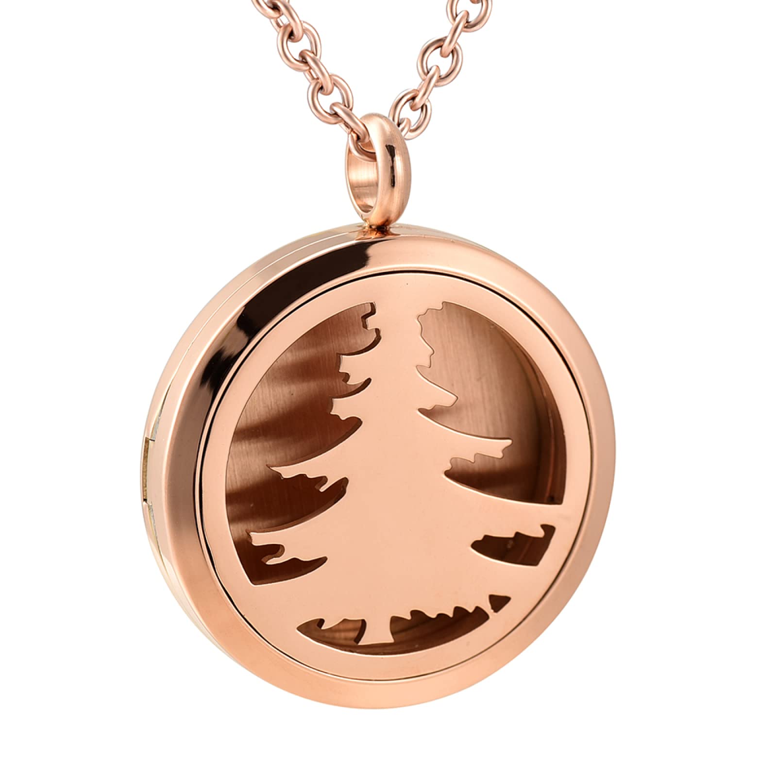 Stainless Steel Christmas Tree Shape Esssential Oil Diffuser Pendant Locket Perfume Aromatherapy Necklace Fragrant Jewelry Gift