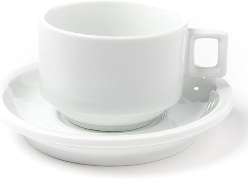 Miniatura 2 de Huji Juego de tazas y platillos de café turco expreso de porcelana fina de 3.2 onzas (4 tazas, 4 platillos)