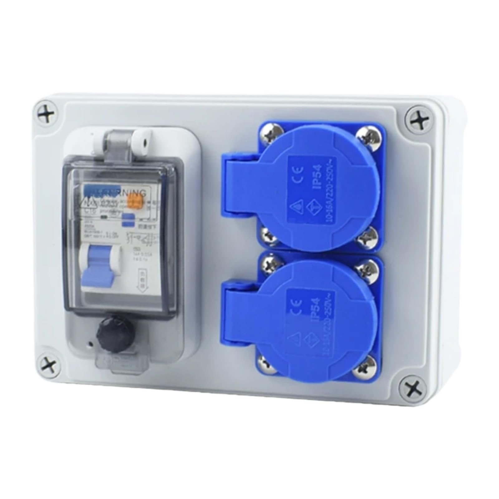 Base de enchufe de pared de 220V y 16A con protección magnetotérmica y doble toma tipo EU