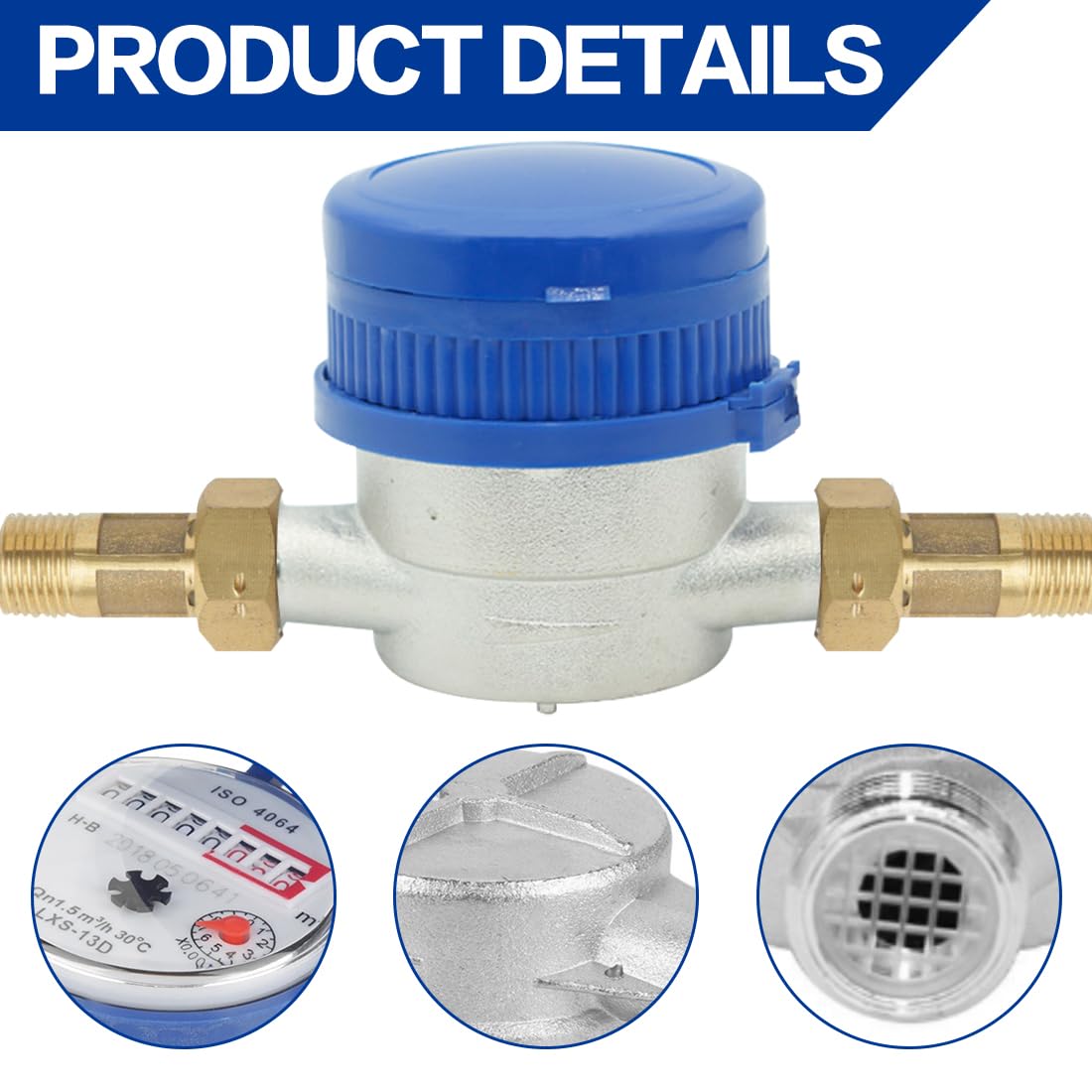 Plattform Wasserzähler 1/2 Zoll – Geeicht, Frostsicher, Mechanisch, Für Garten, Waschmaschine & Co. (0-40°C)