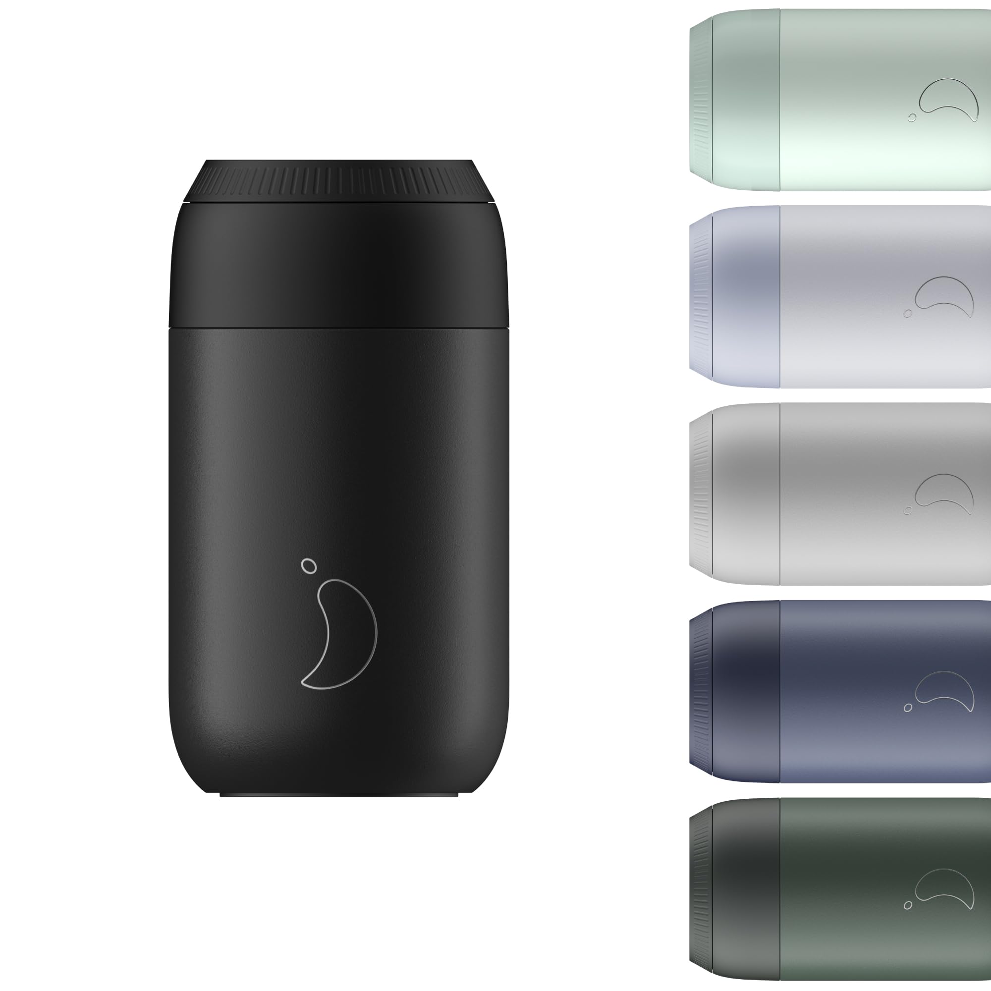 Chilly's Series 2 Coffee Cup - Tight Seal, No Sweating - BPA-Free Stainless Steel - Reusable - Double Walled, Vacuum Insulated - Abyss Black, 340ml