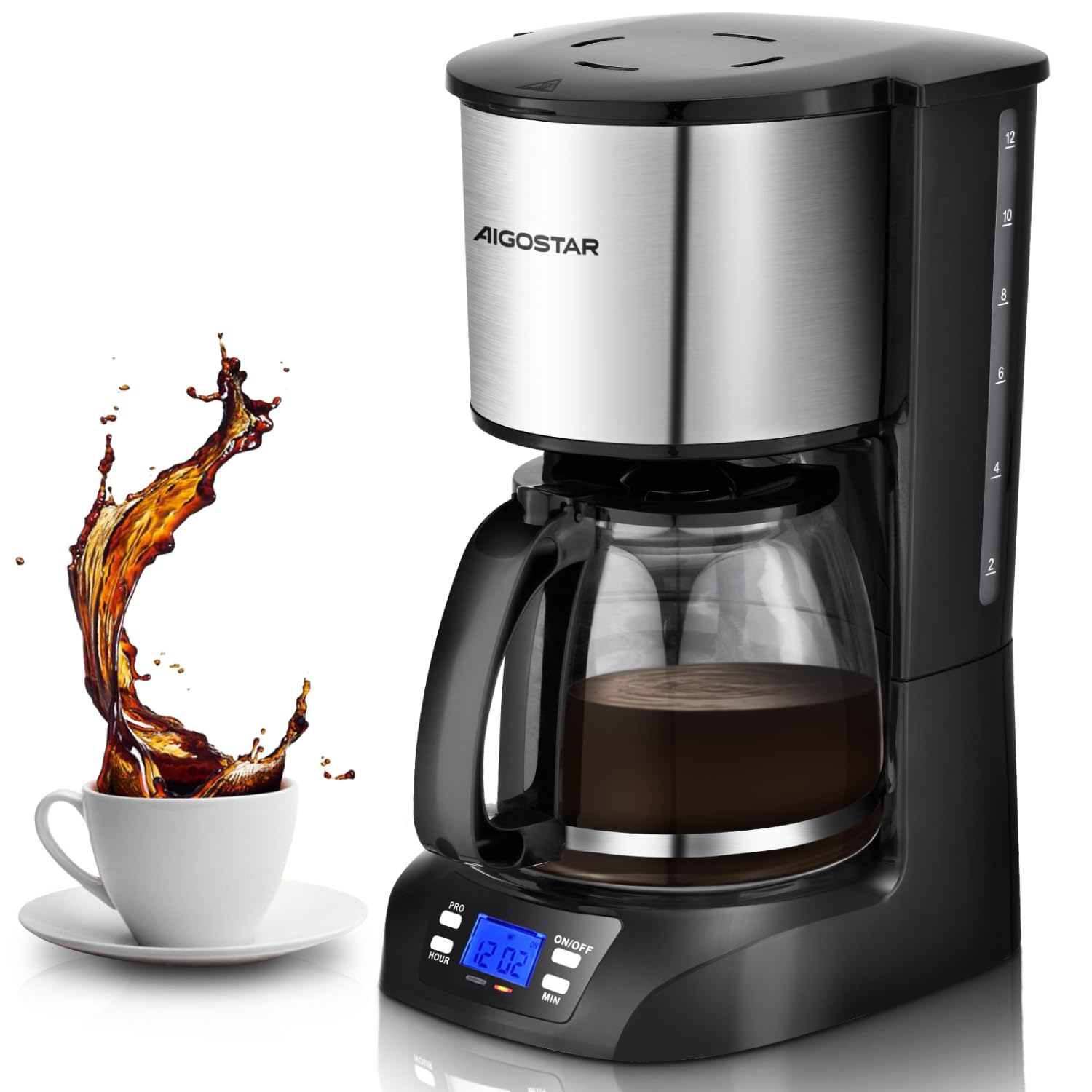 Aigostar Programmable Drip Coffee Maker with 24-Hour Timer