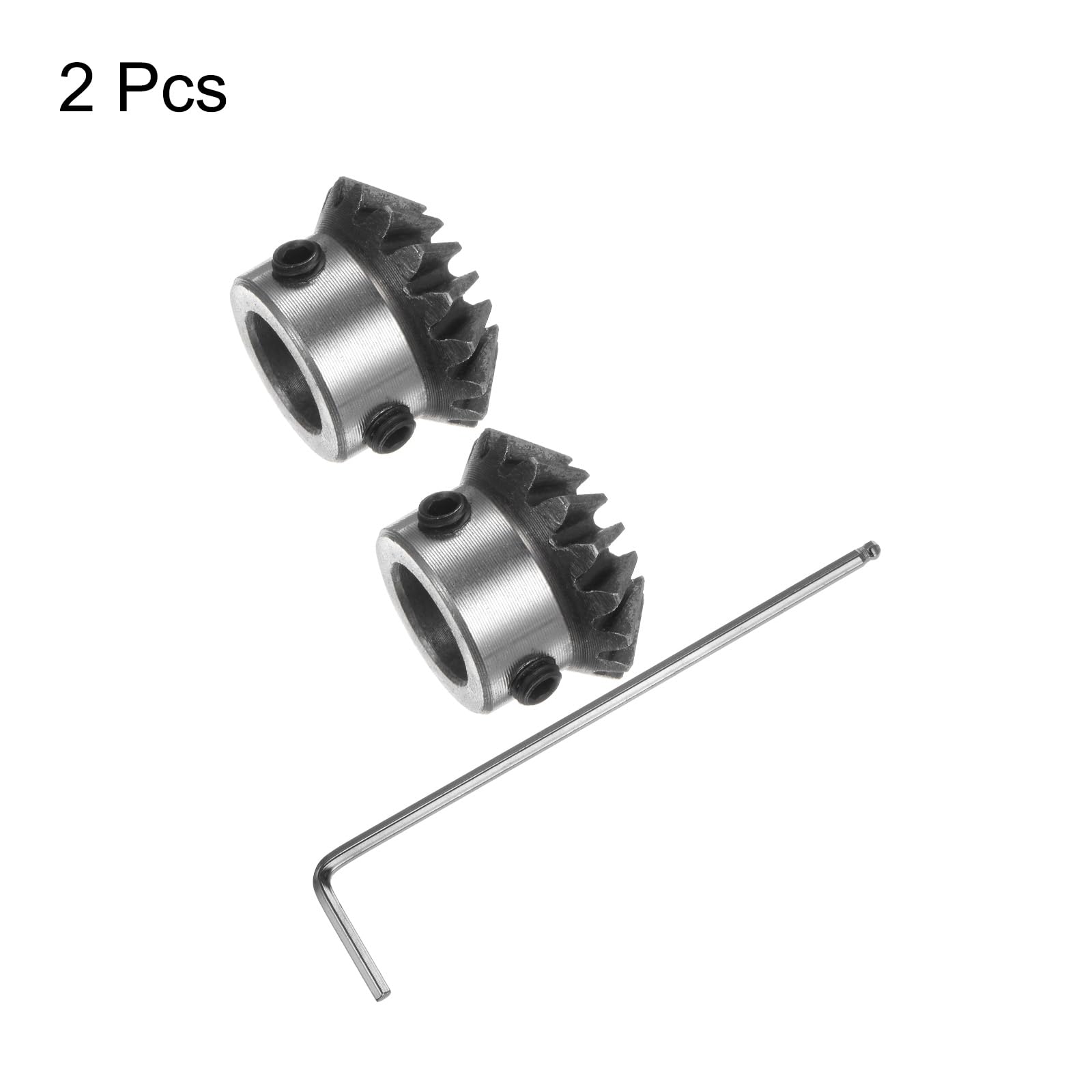Sourcing Map 2 Stück Kegelrad 1,5 Modul, 16 Zähne, 12 Mm Wellenloch, 1:1, 90° – Aus 45# Stahl, Mit M5 Schrauben