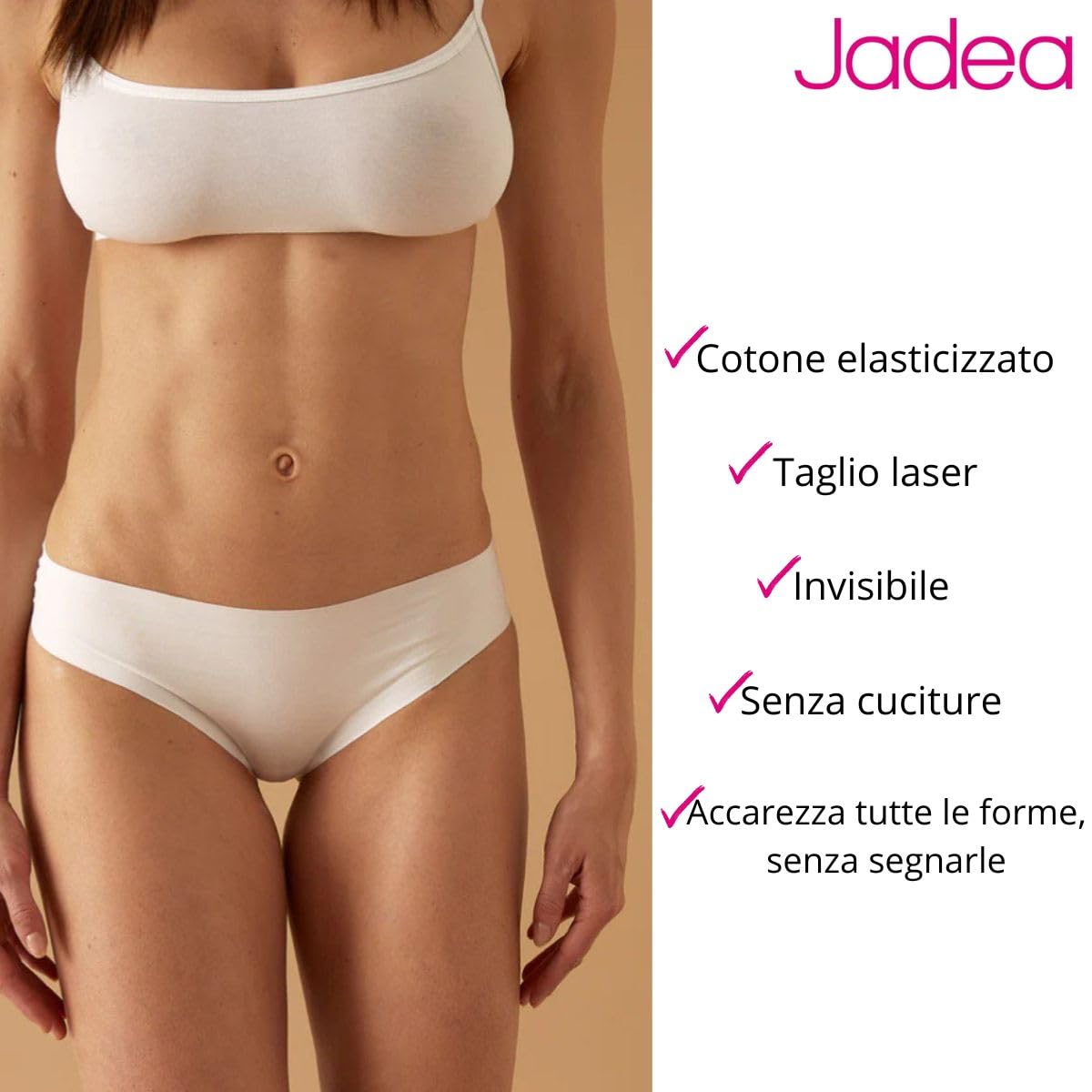 JADEA Slip Donna Taglio Laser Cotone Elasticizzato, Slip Invisibile, Intimo Invisibile Senza Cuciture, Morbido e Confortevole, Pacco 6 o 12 Pezzi (12 Pezzi Bianco, XS)