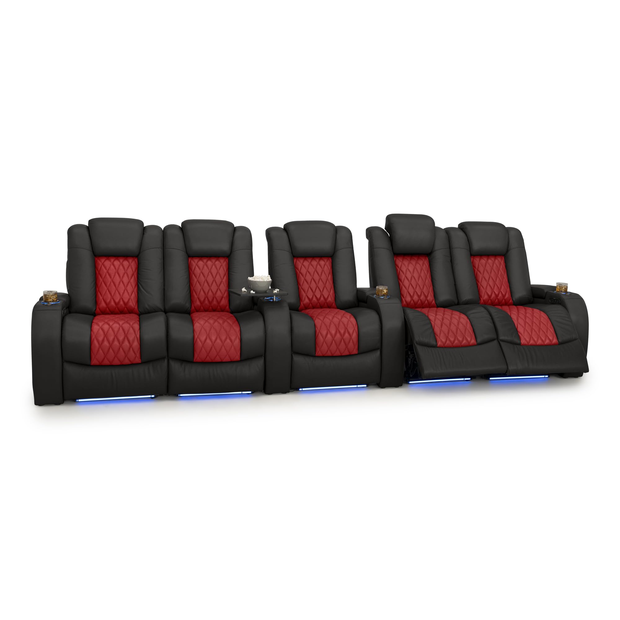 Seatcraft Diamante Home Theater Seating Black/Red Row of 5 Dual Loveseat