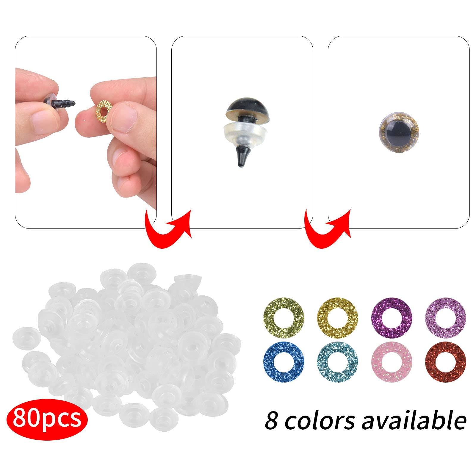 100 Pcs Plastic Safety Eyes With Washers, Screw Eyelets For Doll Making And Stuffed Animal Crafts, Ideal For Teddy Bears And Felting Projects (6mm