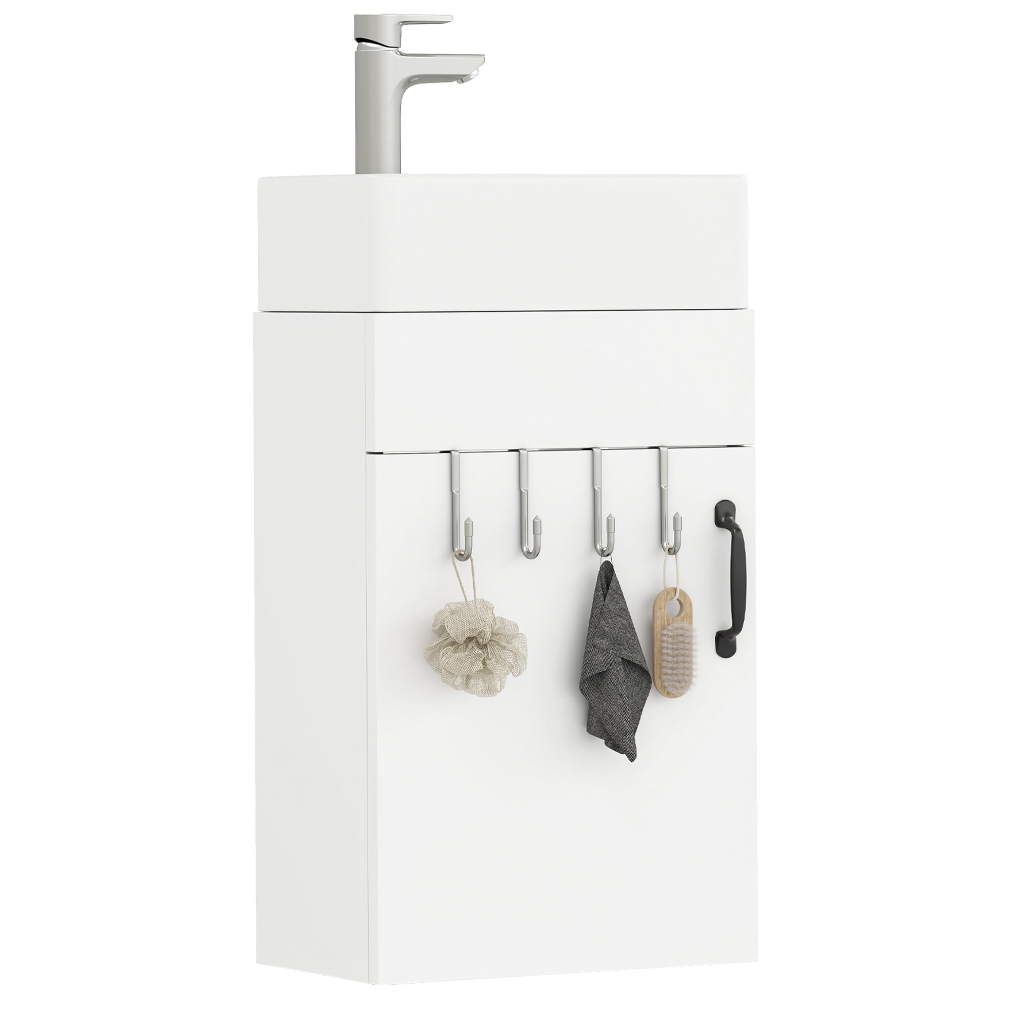 YITAHOME Waschtisch mit Unterschrank 40 cm Waschbeckenunterschrank, Badmöbel-Set mit Waschbecken für kompakte Bäder, Gäste WC, Sink with Vanity Cabinet, weiß