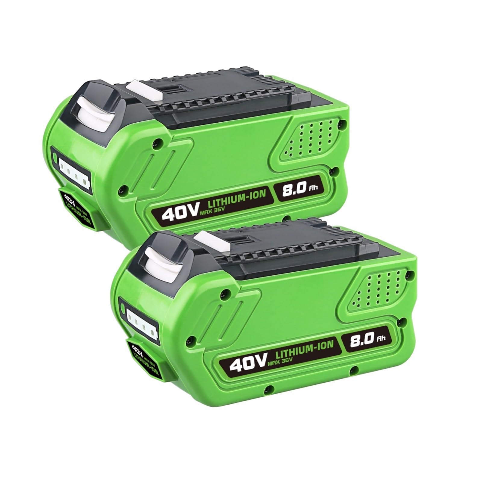 Batteria ricaricabile for elettroutensili, batteria di ricambio 40V 6.0Ah 8.0Ah, compatibile con Greenworks 29472 29462 29252 20202 22262(2pcs 8.0Ah)