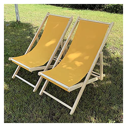 Genérico Juego de 2 sillas de Playa con Estructura de Madera Maciza, tumbonas de Patio para balcón, tumbonas portátiles, sillas de Playa reclinables para terraza, Piscina de Playa (Color si