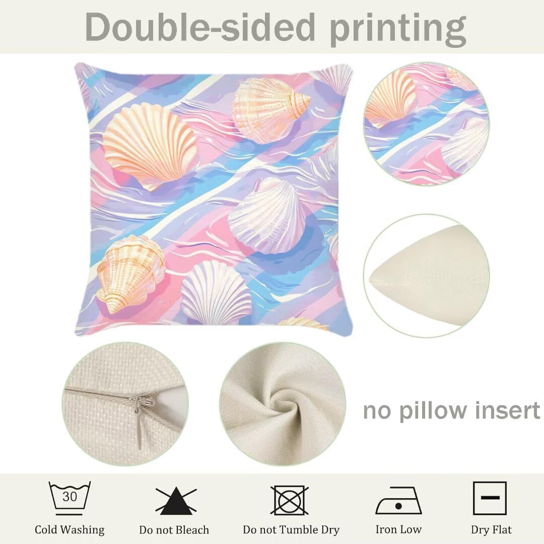 Fundas Cojines 50x50 cm Exterior Cojines Verano Fundas de Almohada Juego de 4, Cuadrados Funda Cojin Vieira Almohadas con Cremallera, Sofa Cama Decorativos para Hogar, Jardín, Salón y Dormitorio Ym567